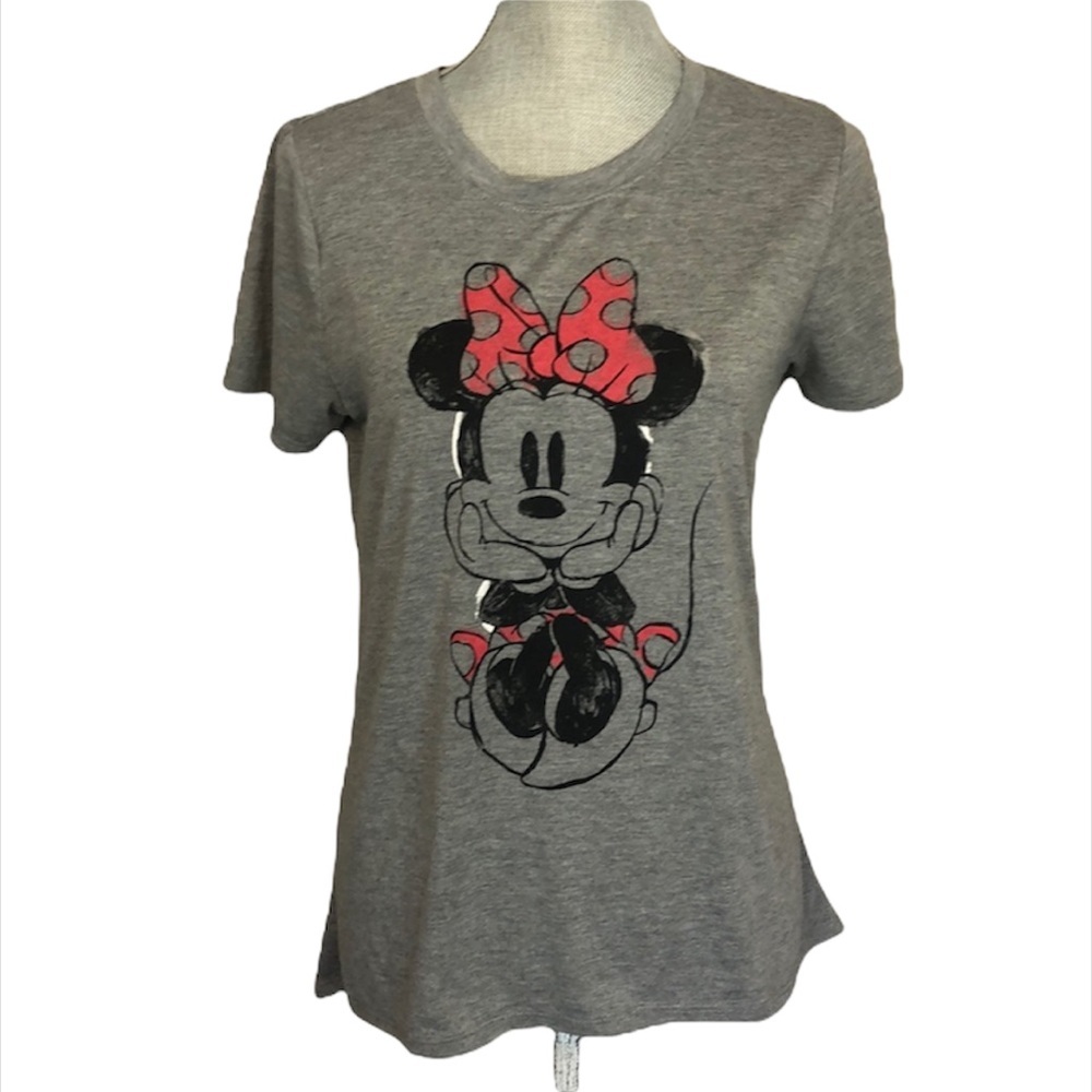 Disney Minnie Mouse Gray Short Sleeve T Shirt Large - Picture 1 of 6